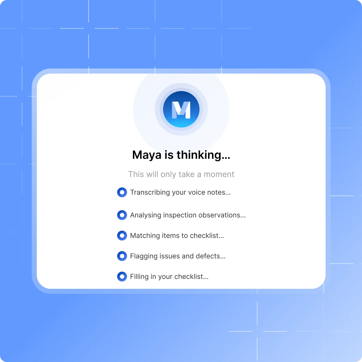 The checklist tab of a new inspection in the Scafflinq app, with yes, no and not applicable answers