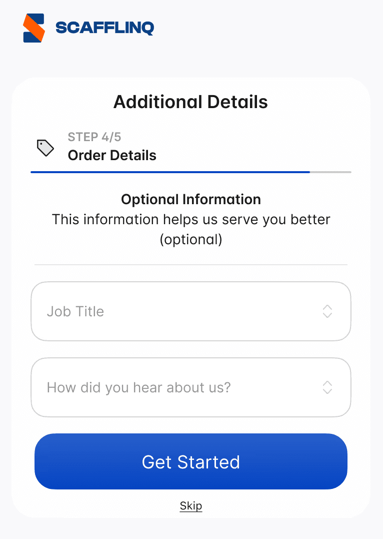 Adding optional details before finishing sign-up in the mobile app
