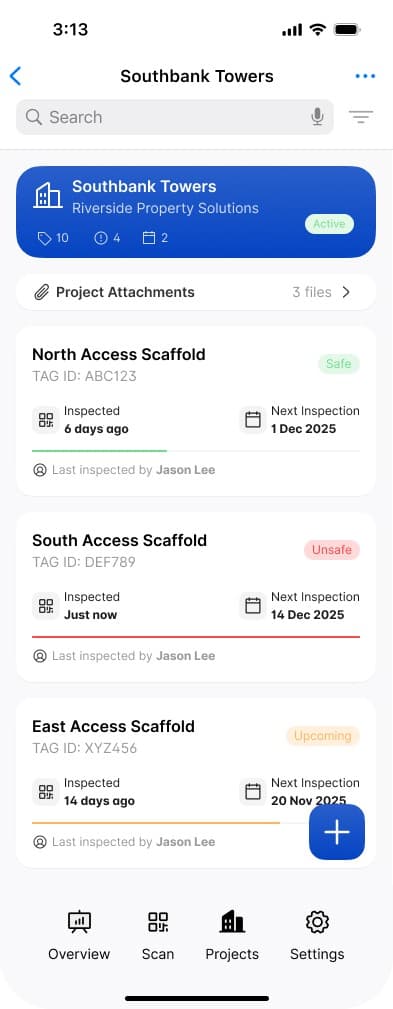 Opening the project to archive in the mobile app