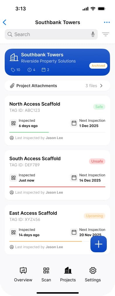 Confirming the archive project action in the mobile app