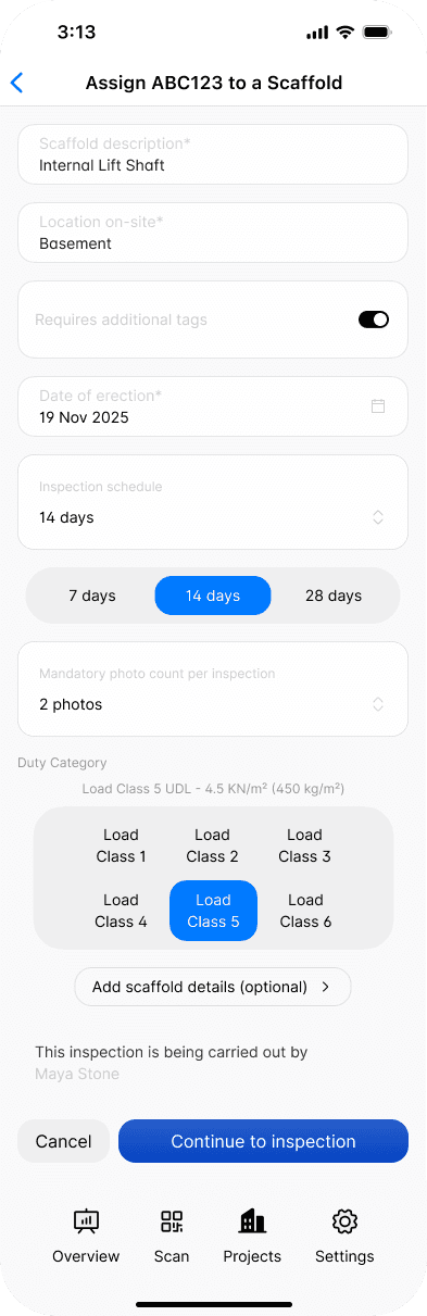 Filling in the new scaffold details in the mobile app