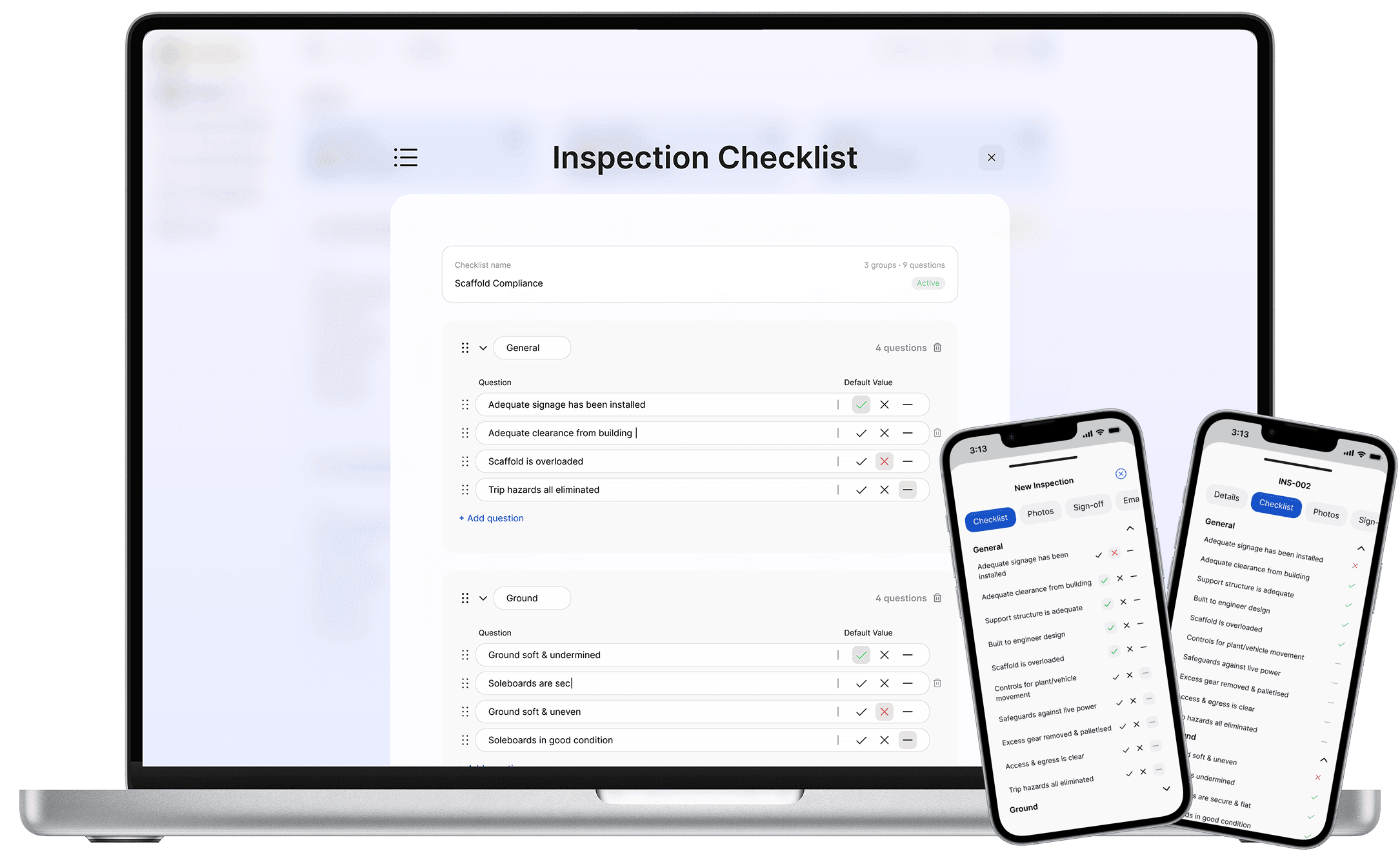 Building custom inspection checklist groups and questions in the Admin Portal