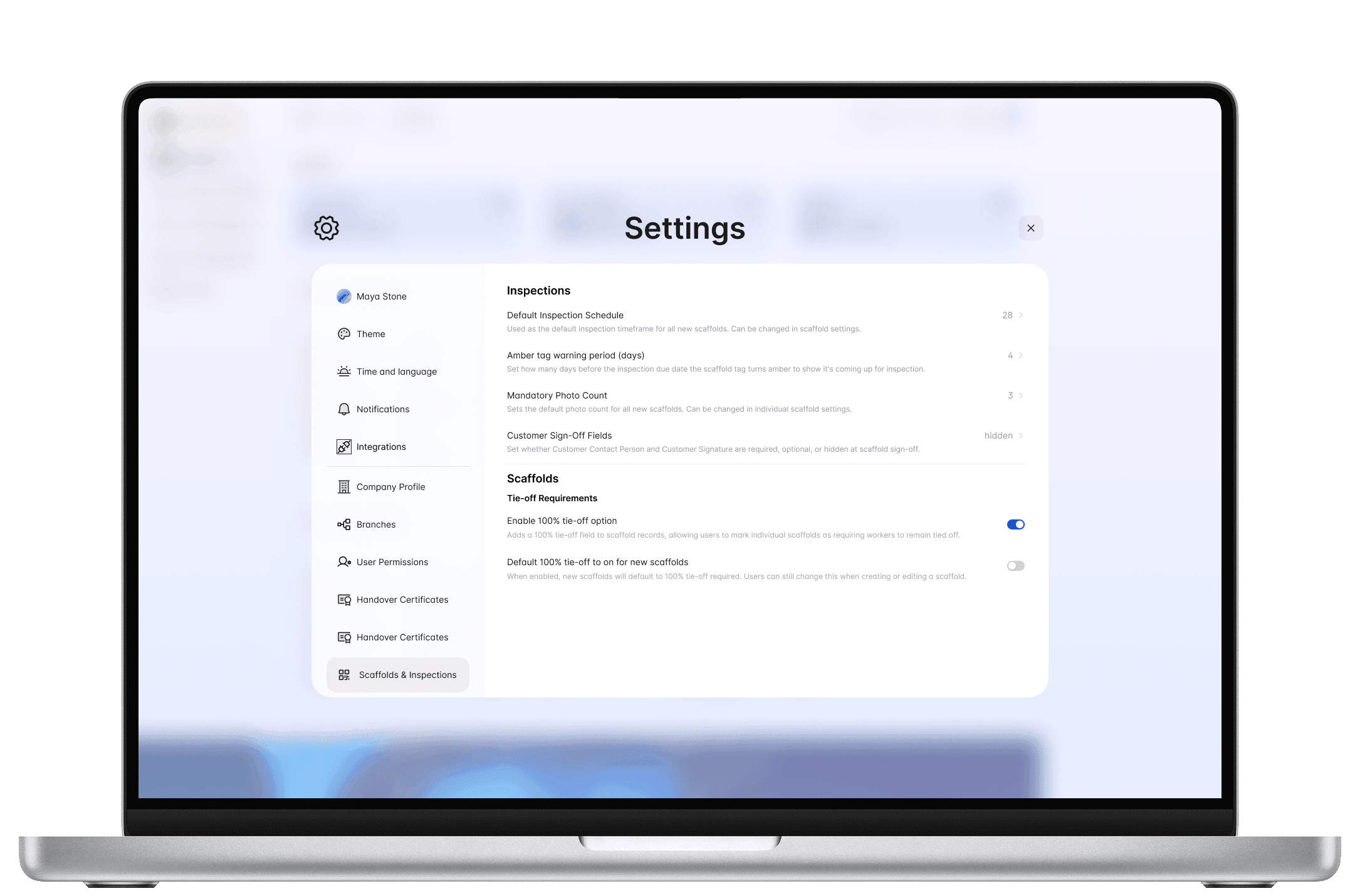 Admin portal settings to enable and default the 100% tie-off option